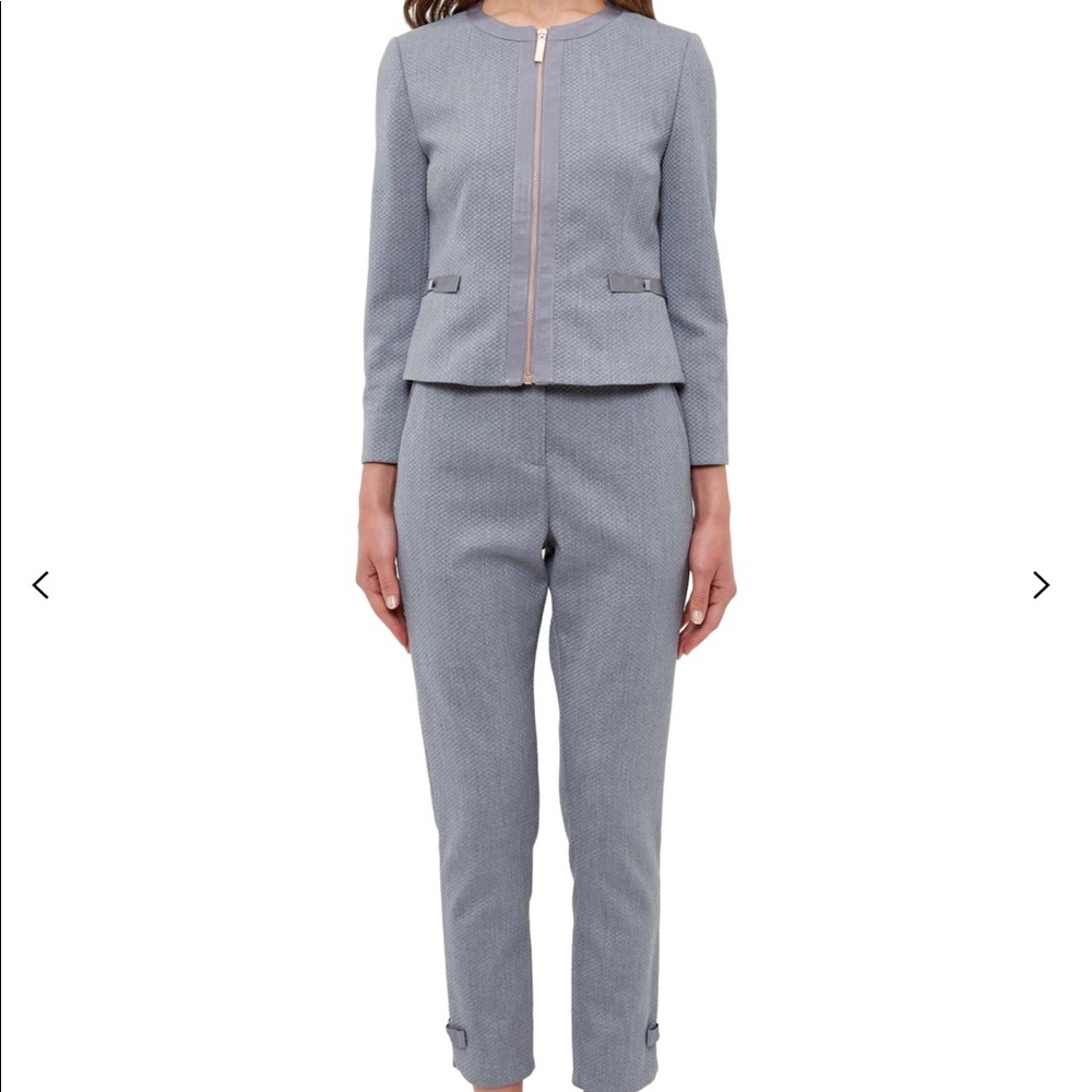 Ted Baker Nadae Cropped Bow Detail Suit, Mid Grey, size 2